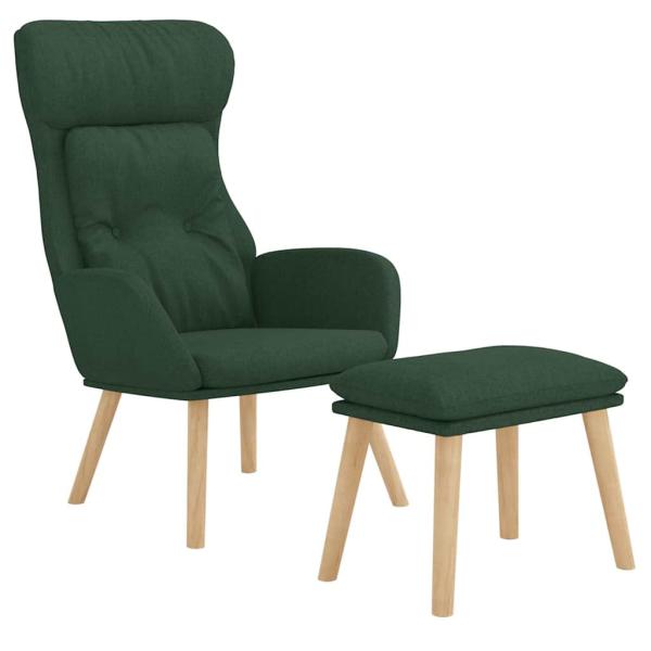 Relaxsessel mit Hocker Dunkelgr?n Stoff