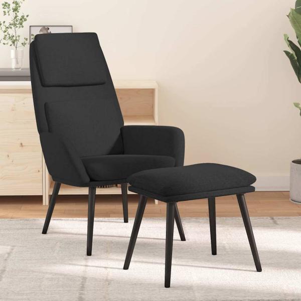 ARDEBO.de - Relaxsessel mit Hocker Schwarz Stoff