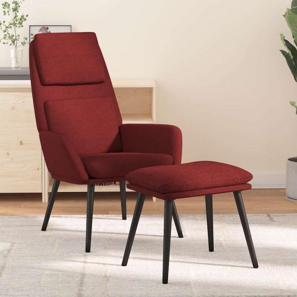ARDEBO.de - Relaxsessel mit Hocker Weinrot Stoff