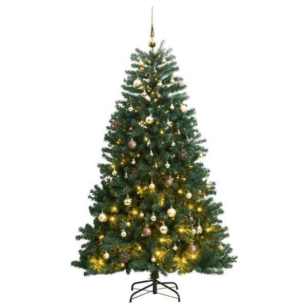 ARDEBO.de - Künstlicher Weihnachtsbaum Klappbar 300 LEDs & Kugeln 240 cm