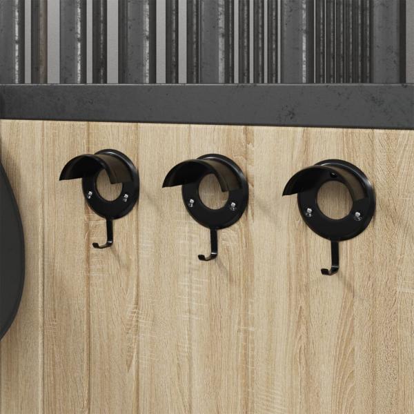 ARDEBO.de - Trensenhalter 3 Stk. Wandmontage Schwarz Eisen