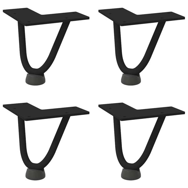 Haarnadelbeine für Couchtisch 4 Stk. Schwarz 10 cm Massivstahl