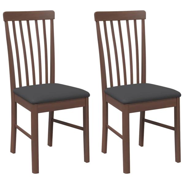 Esszimmerst?hle mit Kissen 2 Stk. Braun Massivholz Gummibaum