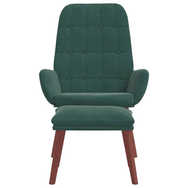 Relaxsessel mit Hocker Dunkelgrün Samt