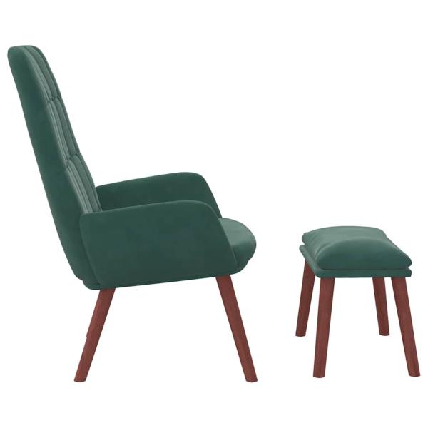 Relaxsessel mit Hocker Dunkelgrün Samt