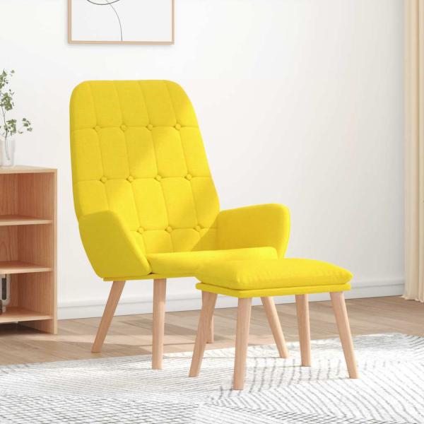 ARDEBO.de - Relaxsessel mit Hocker Hellgelber Stoff