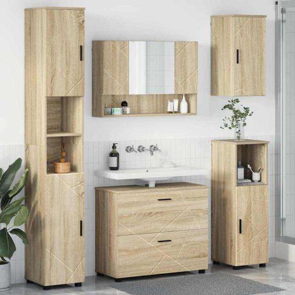 ARDEBO.de - Badezimmermöbel-Set 5 stk. Sonoma-Eiche 35 x 30 x 192 cm