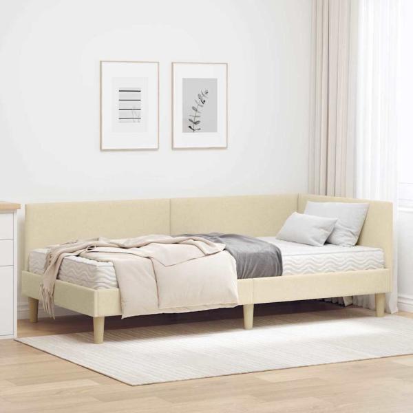 ARDEBO.de - Eckbettgestell mit Matratze Sonstiges 2 stk. Creme Stoff