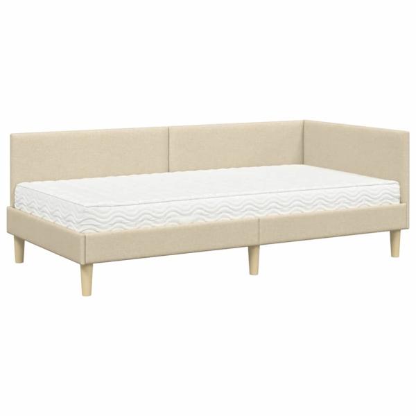 Eckbettgestell mit Matratze Sonstiges 2 stk. Creme Stoff