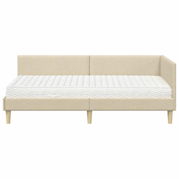 Eckbettgestell mit Matratze Sonstiges 2 stk. Creme Stoff