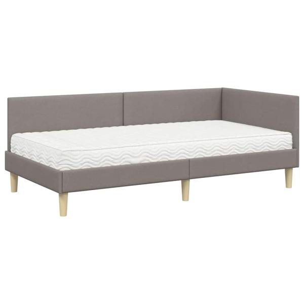 Eckbettgestell mit Matratze Sonstiges 2 Stk. Taupe Stoff
