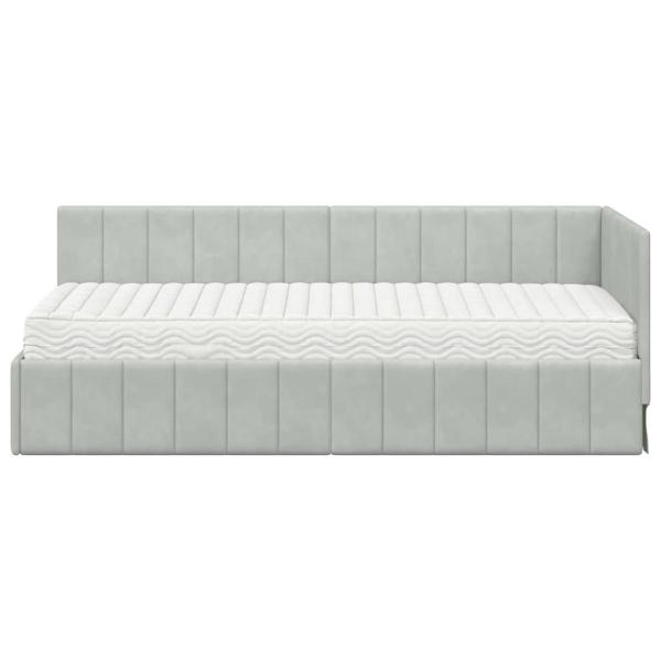 Eckbettgestell mit Matratze 2 stk. Hellgrau 80 x 200 cm Samt