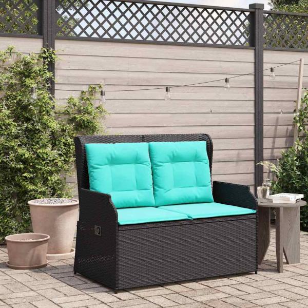ARDEBO.de - Gartenbank Schwarz Poly-Rattan