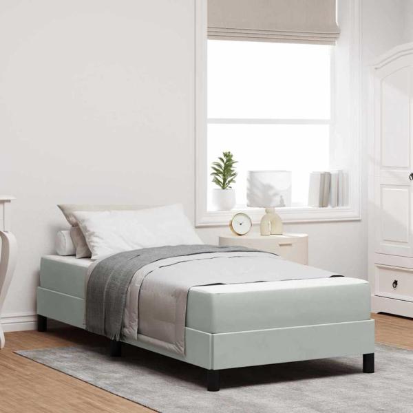 ARDEBO.de - Boxspringbett mit Matratze Hellgrau 100 x 210 cm Stoff