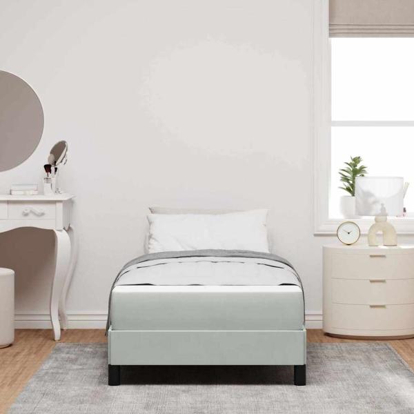 Boxspringbett mit Matratze Hellgrau 100 x 210 cm Stoff