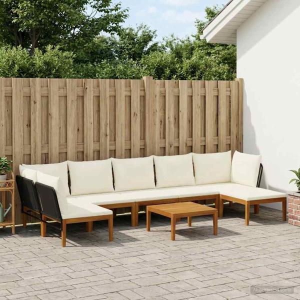 ARDEBO.de - 8 stk. Massives Akazienholz & Seil Natur