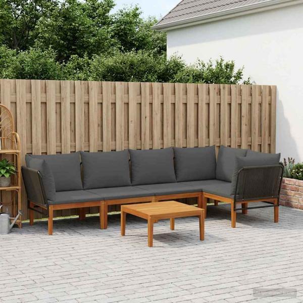 ARDEBO.de - 6 stk. Massives Akazienholz & Seil Natur