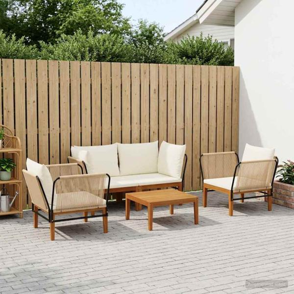 ARDEBO.de - 5 stk. Massives Akazienholz & Seil Natur