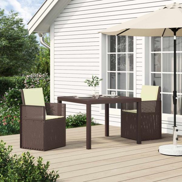 ARDEBO.de - Garten Essgruppe 3 stk. Braun und Creme PP