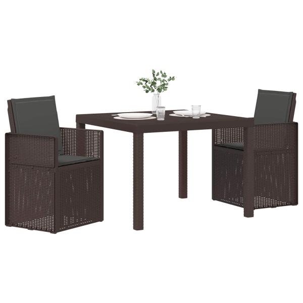 Garten Essgruppe 3 stk. Braun und Anthrazit PP