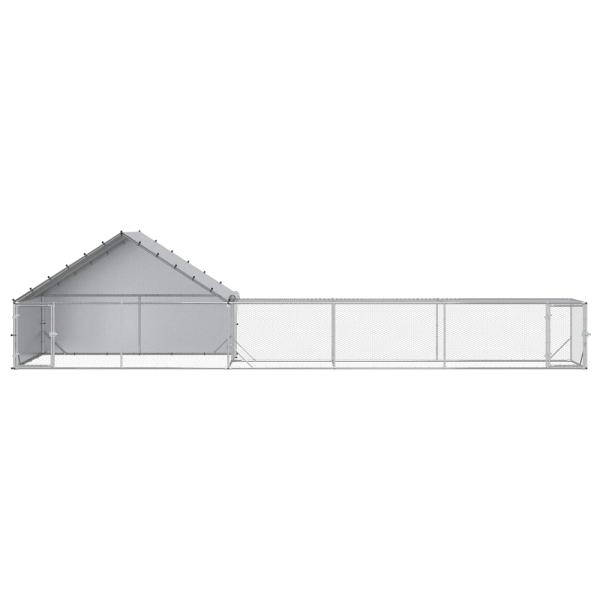 Hühnerstall mit Dach und Hof 2 Stk. Silber 8 x 2 x 1,9 m