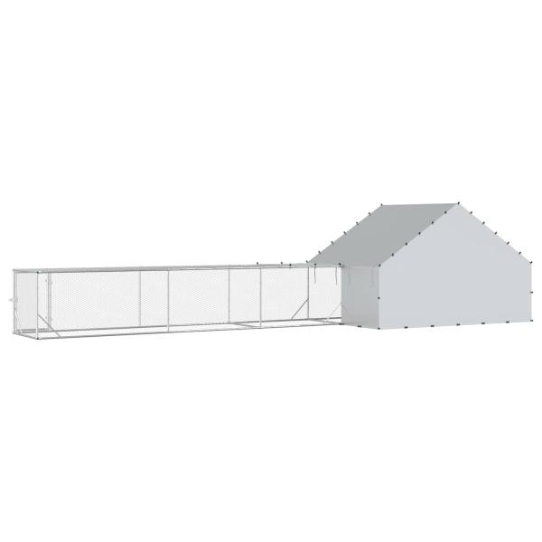 Hühnerstall mit Dach und Hof 2 Stk. Silber 8 x 2 x 1,9 m