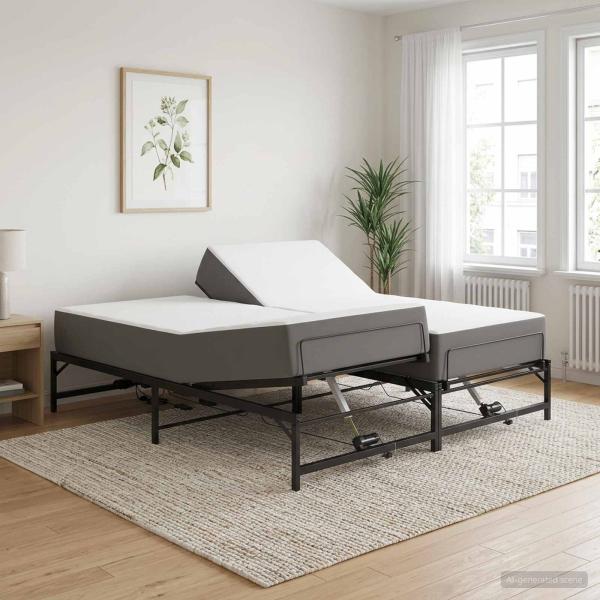 ARDEBO.de - Elektrisch verstellbares Bettgestell Schwarz 90 x 213 cm Stahl