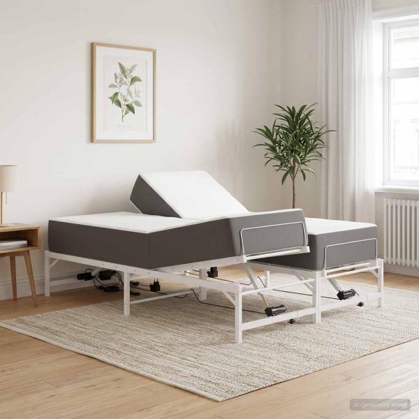 ARDEBO.de - Elektrisch verstellbares Bettgestell Weiß 137 x 190 cm Stahl