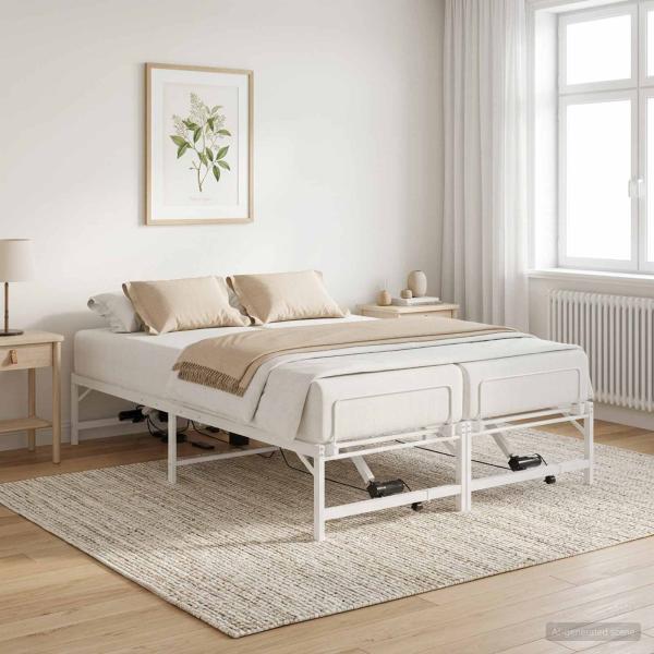 Elektrisch verstellbares Bettgestell Weiß 150 x 200 cm Stahl