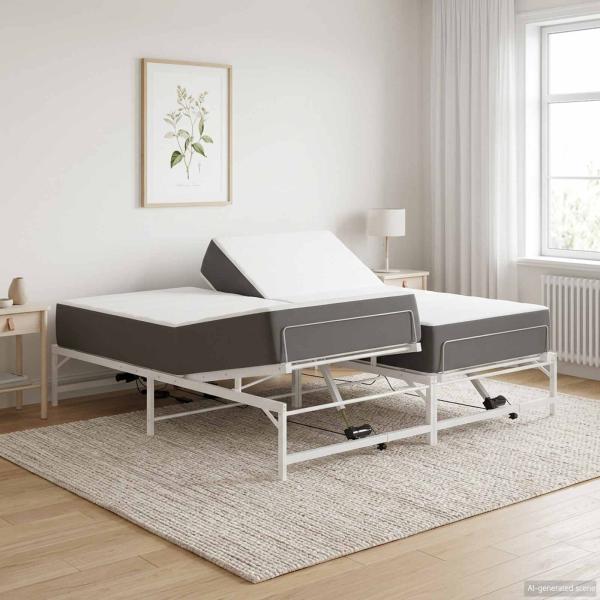 ARDEBO.de - Elektrisch verstellbares Bettgestell Weiß 90 x 213 cm Stahl
