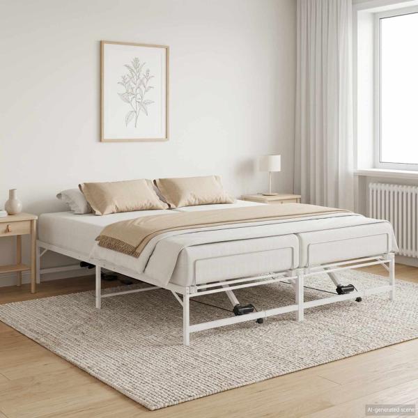 Elektrisch verstellbares Bettgestell Weiß 200 x 200 cm Stahl