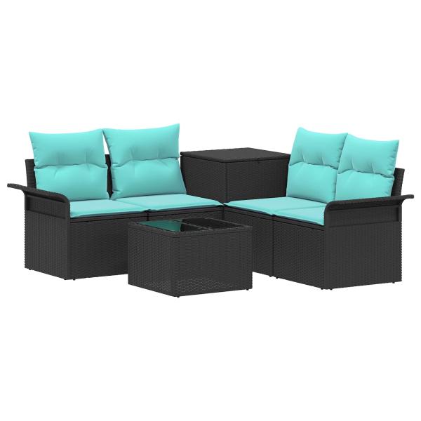 Sofa Set 6 stk. 4-Sitzanzahl Schwarz und Blau