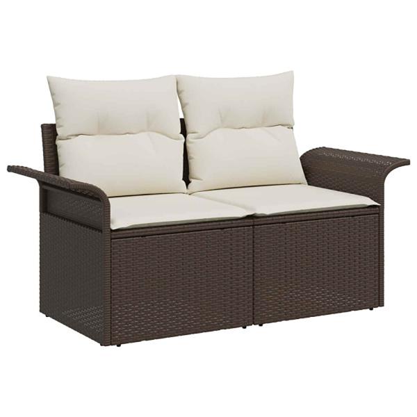 Sofa Set 6 stk. 4-Sitzer Braun und Creme Weiß