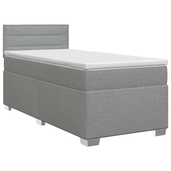 Boxspringbett mit Matratze Hellgrau 80 x 200 cm Stoff