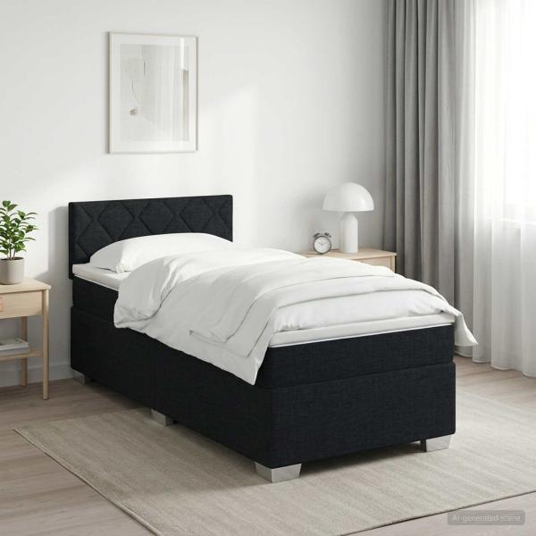 ARDEBO.de - Boxspringbett mit Matratze Schwarz 80 x 200 cm Stoff