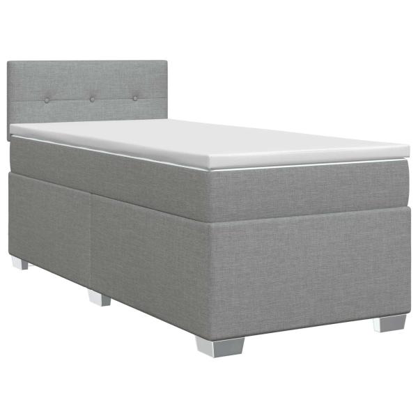 Boxspringbett mit Matratze Hellgrau 90 x 190 cm Stoff