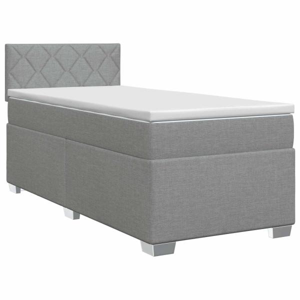 Boxspringbett mit Matratze Hellgrau 90 x 190 cm Stoff