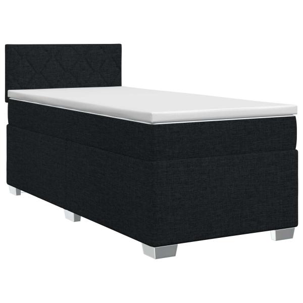 Boxspringbett mit Matratze Schwarz 90 x 190 cm Stoff