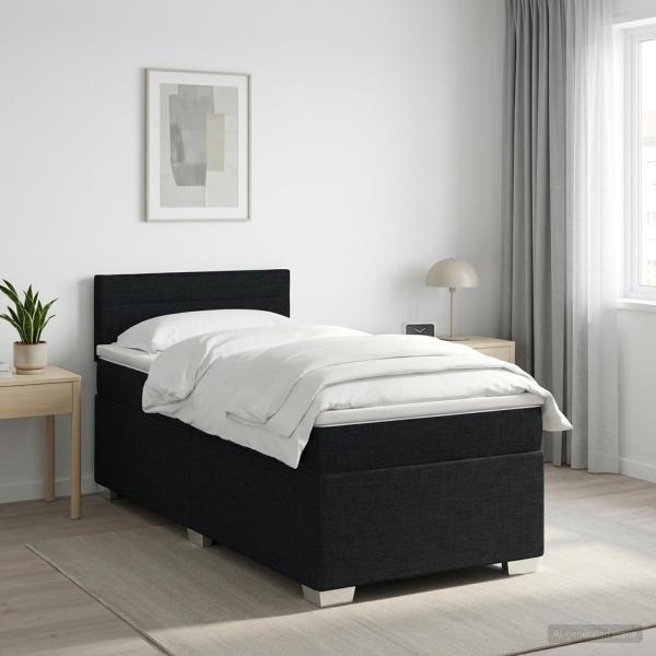 ARDEBO.de - Boxspringbett mit Matratze Schwarz 90 x 200 cm Stoff