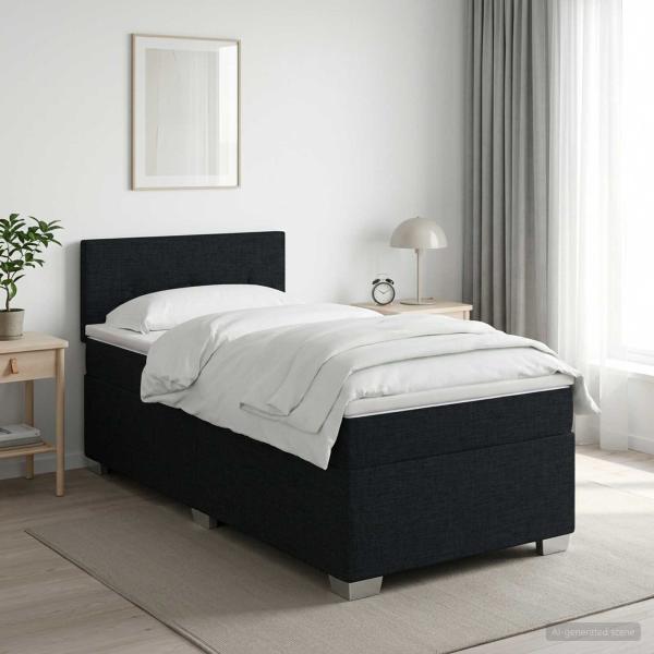 ARDEBO.de - Boxspringbett mit Matratze Schwarz 100 x 200 cm Stoff