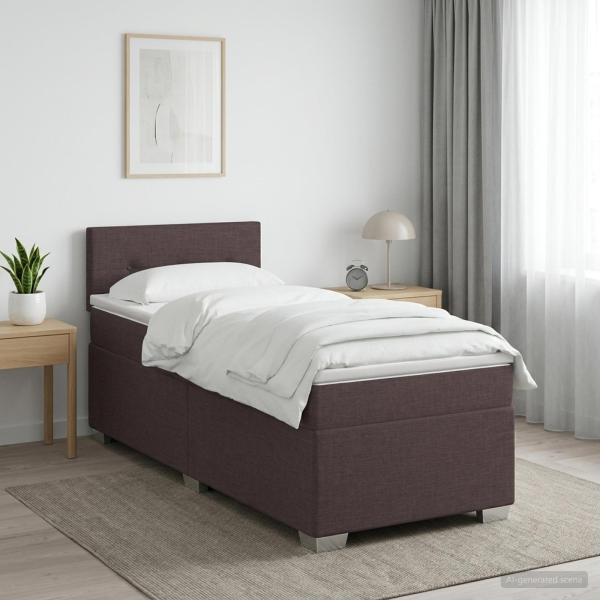ARDEBO.de - Boxspringbett mit Matratze Dunkelbraun 100 x 200 cm Stoff