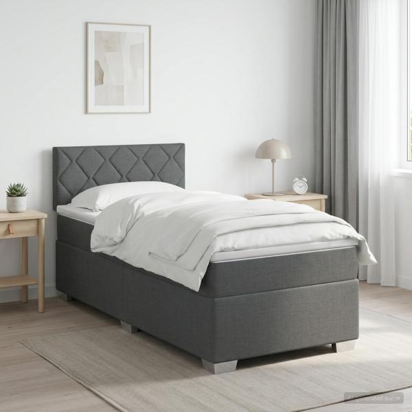 ARDEBO.de - Boxspringbett mit Matratze Dunkelgrau 100 x 200 cm Stoff
