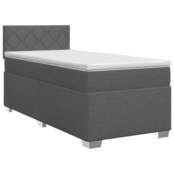 Boxspringbett mit Matratze Dunkelgrau 100 x 200 cm Stoff