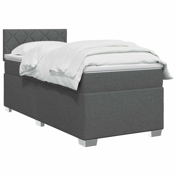 Boxspringbett mit Matratze Dunkelgrau 100 x 200 cm Stoff