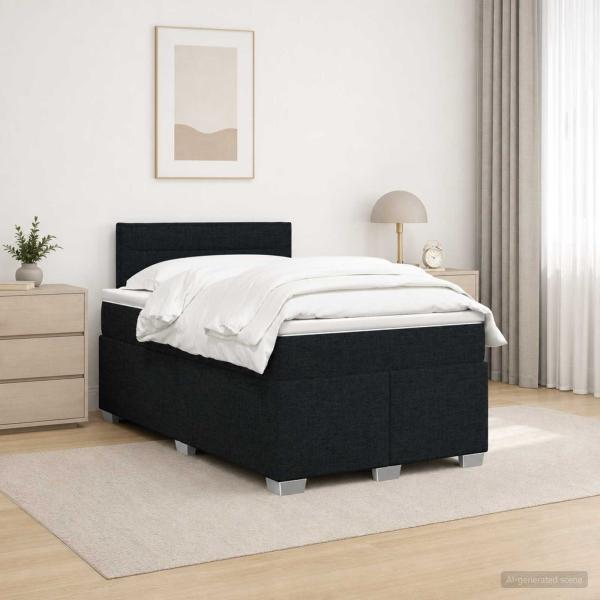 ARDEBO.de - Boxspringbett mit Matratze Schwarz 120 x 200 cm Stoff