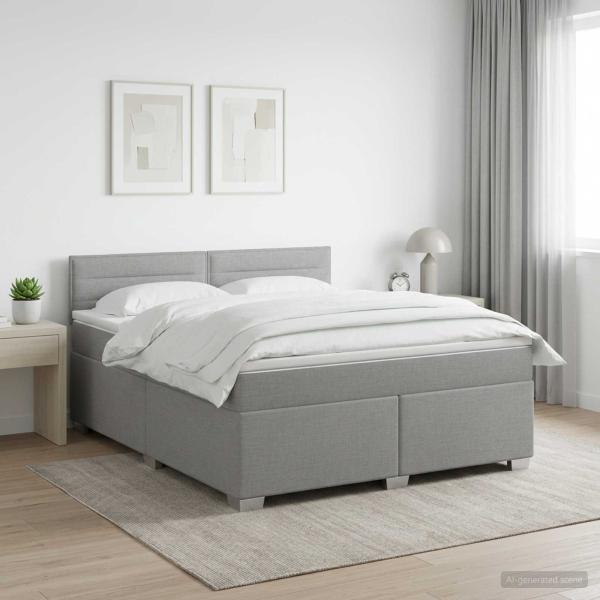 ARDEBO.de - Boxspringbett mit Matratze Hellgrau 140 x 190 cm Stoff