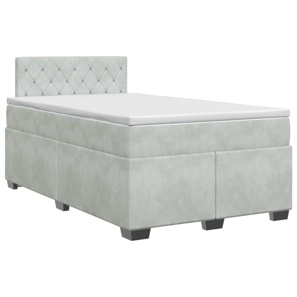 Boxspringbett mit Matratze Hellgrau 120 x 200 cm Samt