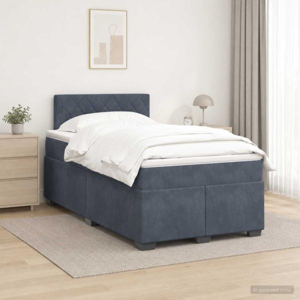 ARDEBO.de - Boxspringbett mit Matratze Dunkelgrau 120 x 200 cm Samt