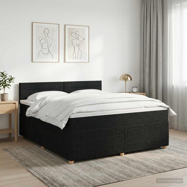 ARDEBO.de - Boxspringbett mit Matratze Schwarz 140 x 190 cm Stoff