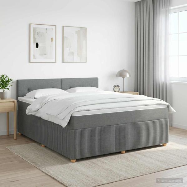 ARDEBO.de - Boxspringbett mit Matratze Dunkelgrau 140 x 190 cm Stoff